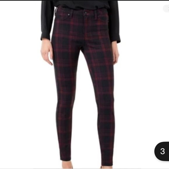 Liverpool Jeans Company Pants - Liverpool 16 33 Madonna Legging Point Pants Skinny Red Black Plaid size 14/32
